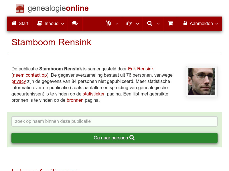 Screenshot van website