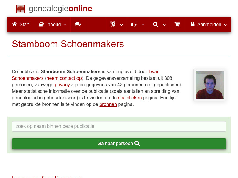 Screenshot van website