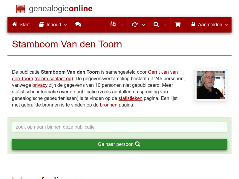 Screenshot van website