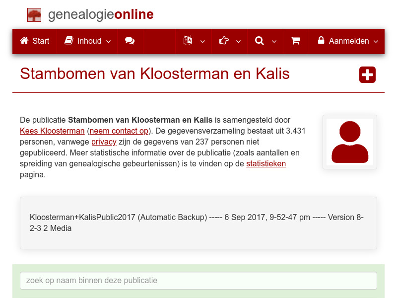 Screenshot van website