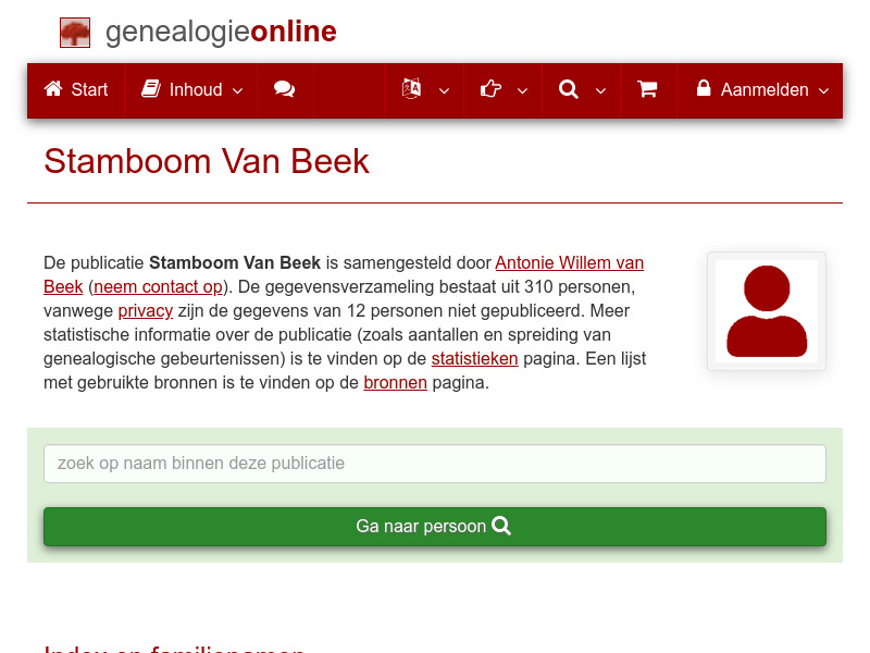 Screenshot van website