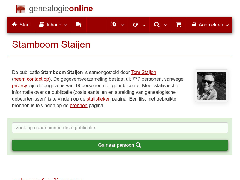 Screenshot van website