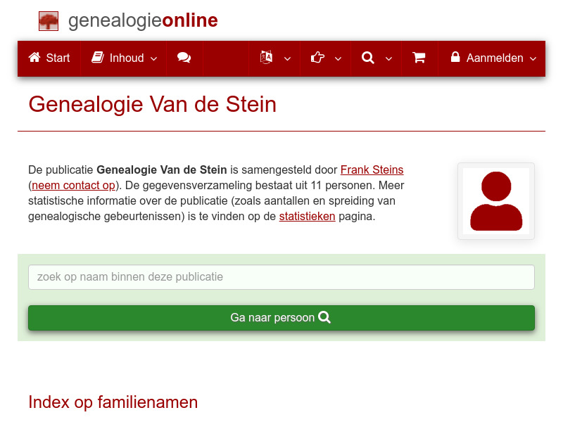 Screenshot van website