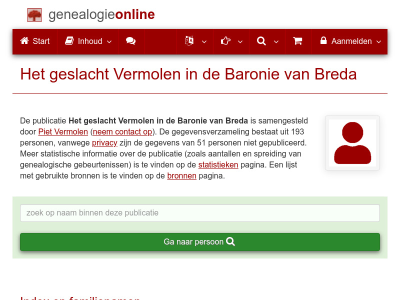 Screenshot van website