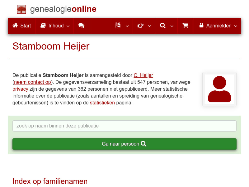Screenshot van website