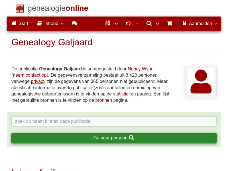 Screenshot van website