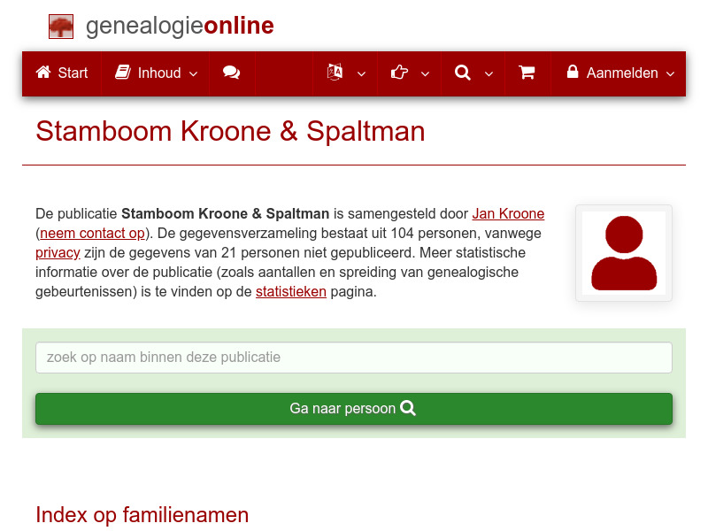 Screenshot van website