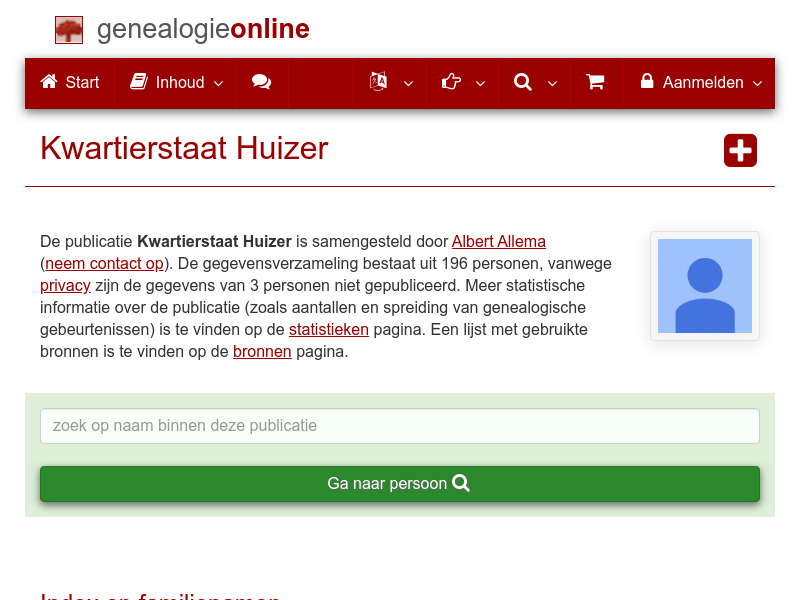Screenshot van website