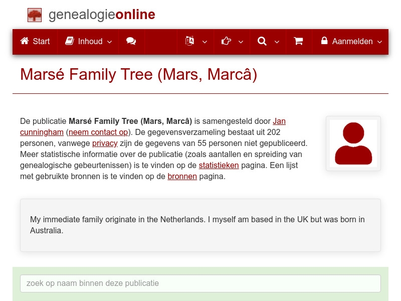 Screenshot van website