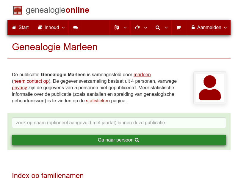 Screenshot van website
