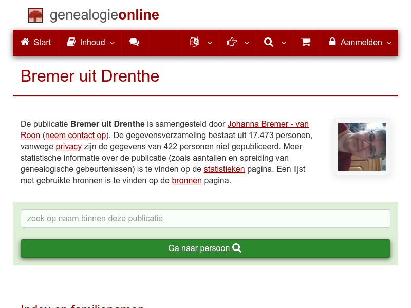 Screenshot van website