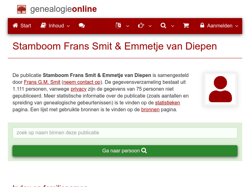 Screenshot van website