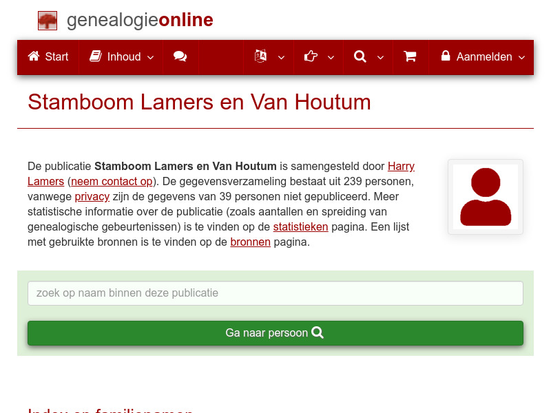 Screenshot van website