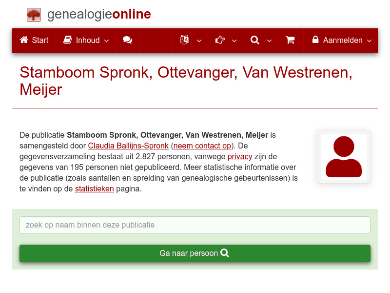 Screenshot van website