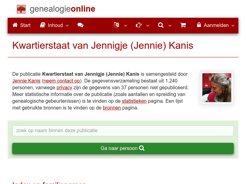 Screenshot van website
