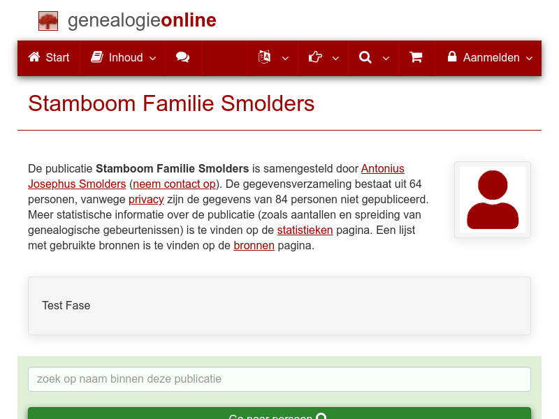 Screenshot van website