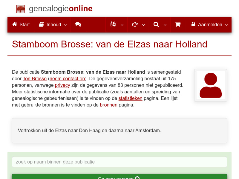 Screenshot van website
