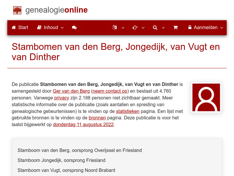 Screenshot van website