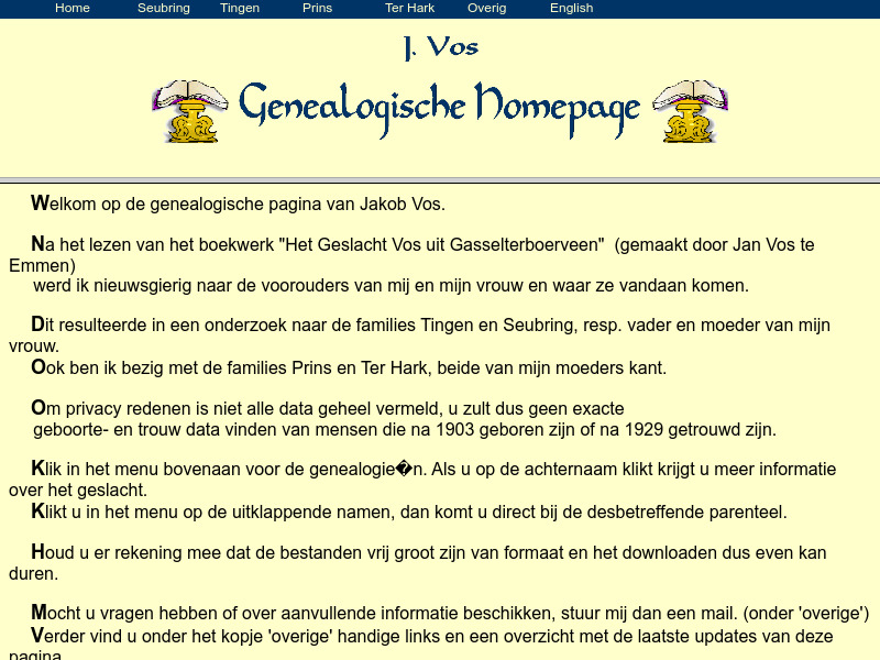 Screenshot van website