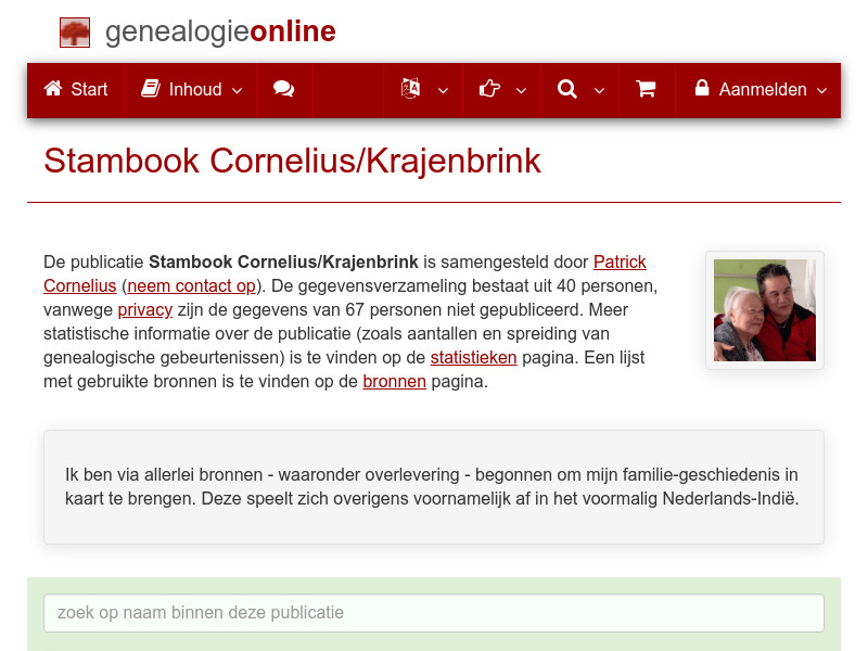 Screenshot van website