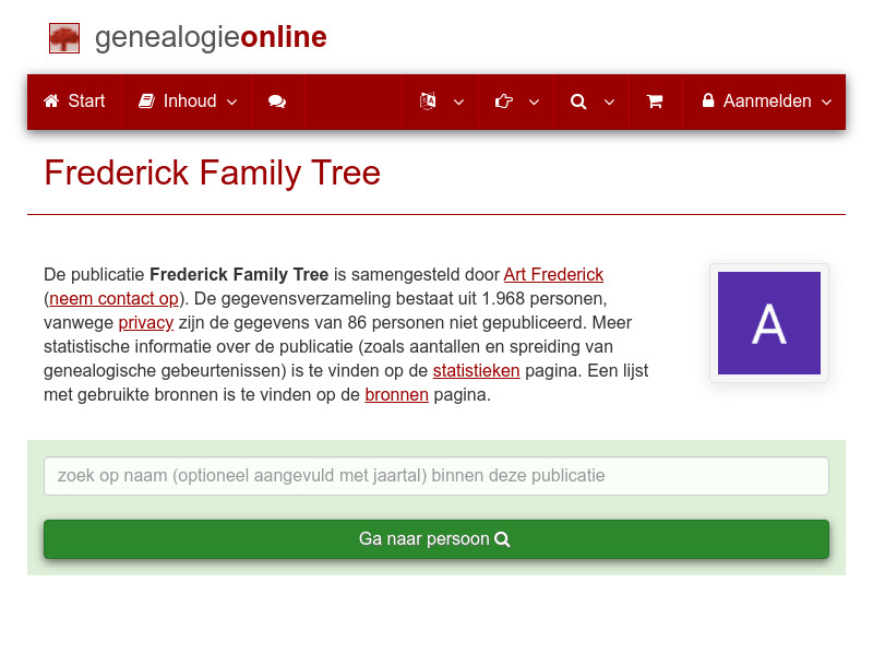 Screenshot van website