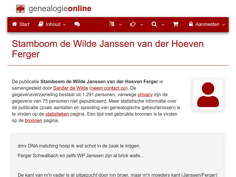 Screenshot van website