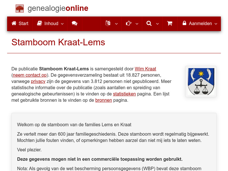 Screenshot van website