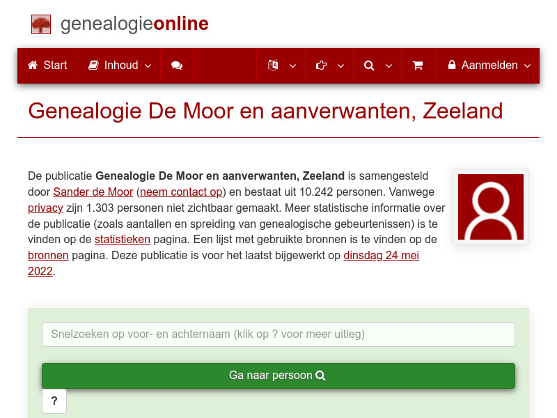Screenshot van website