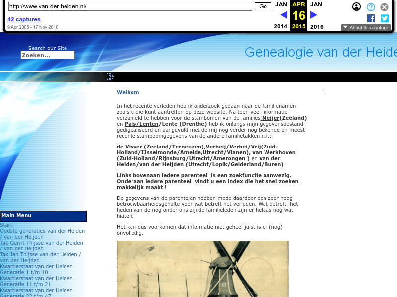 Screenshot van website