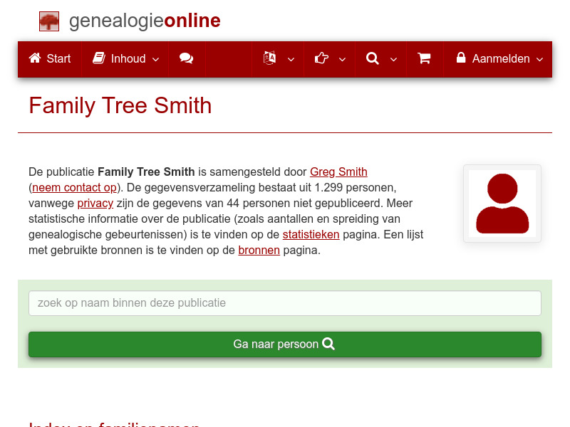 Screenshot van website