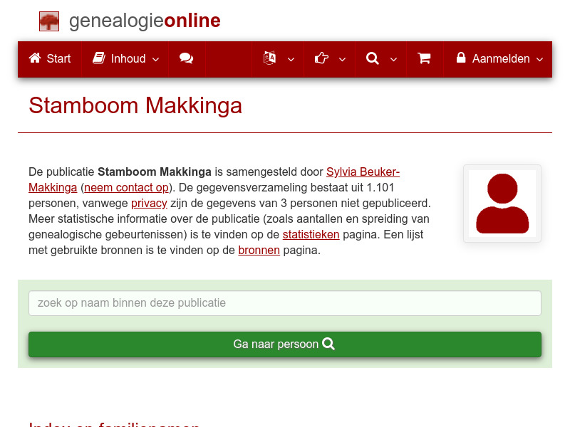 Screenshot van website