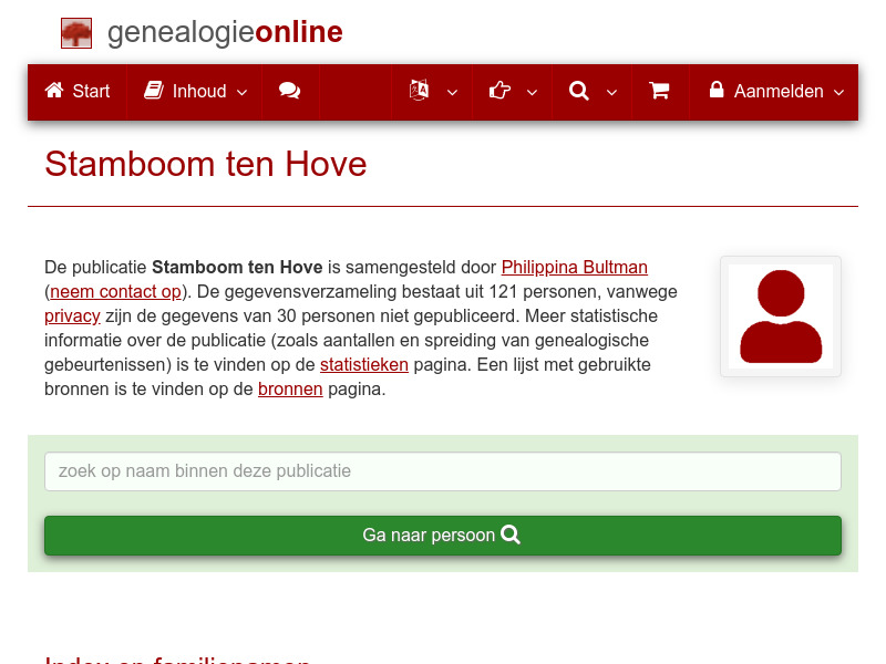 Screenshot van website