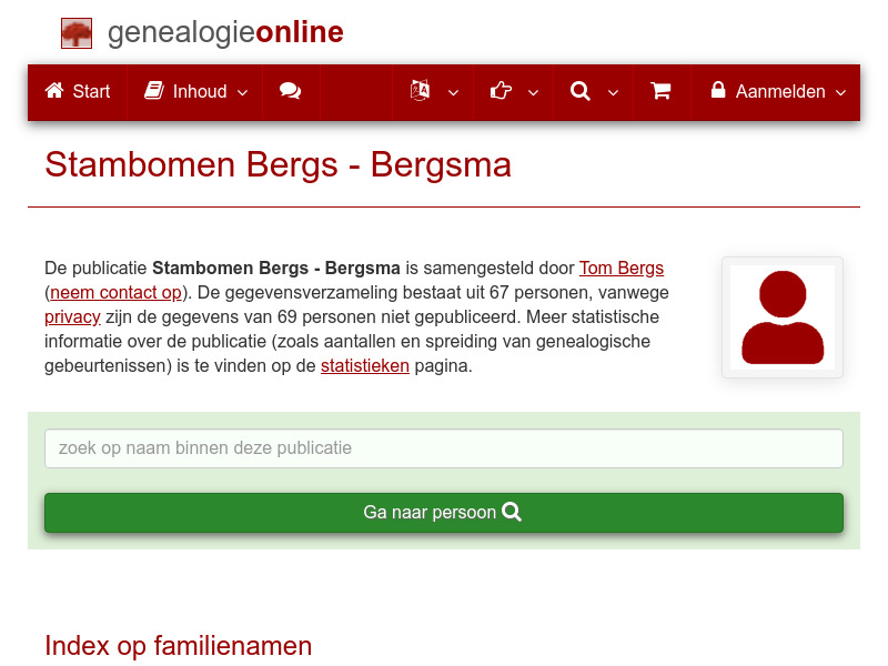 Screenshot van website