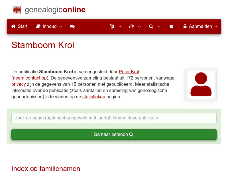 Screenshot van website