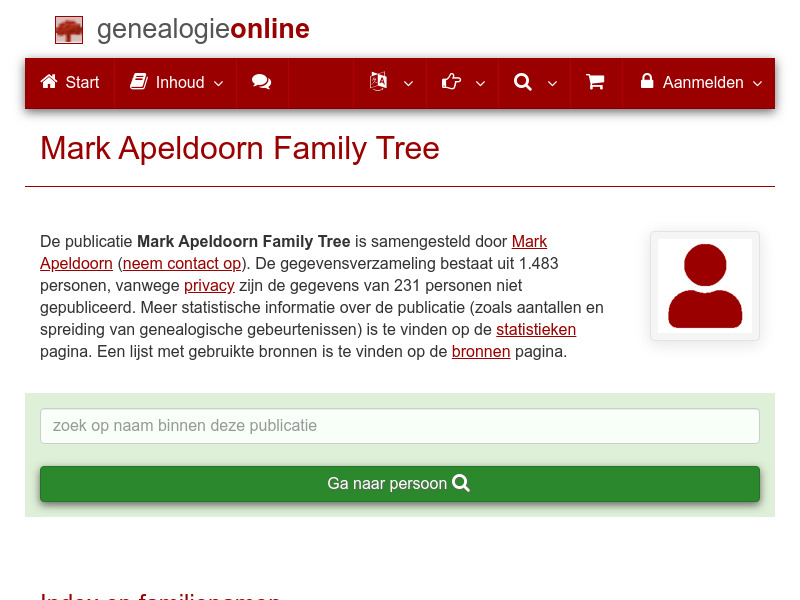 Screenshot van website