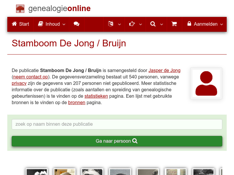 Screenshot van website