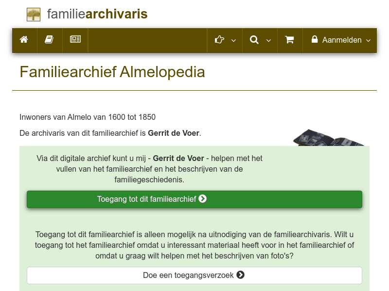 Screenshot van website