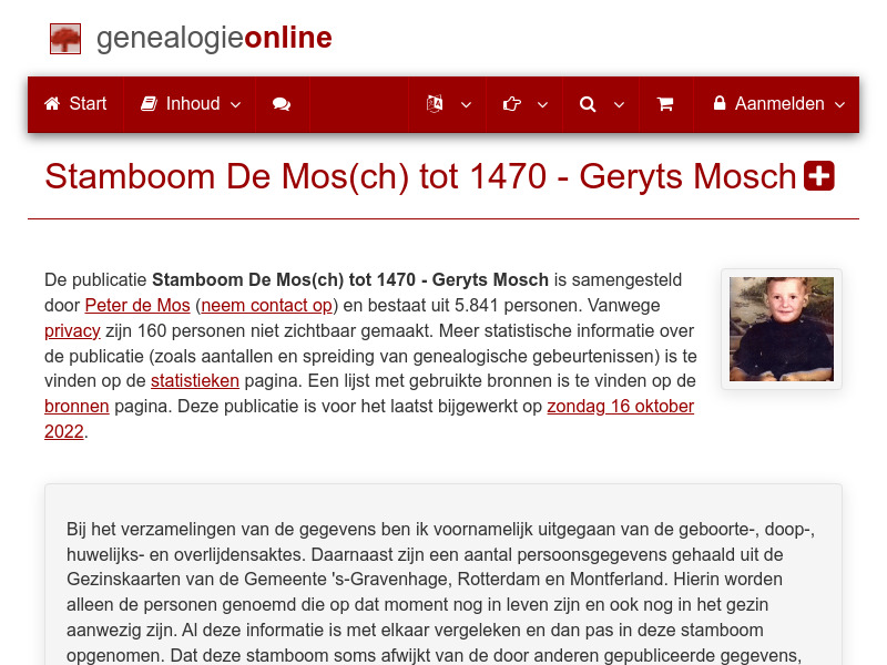 Screenshot van website