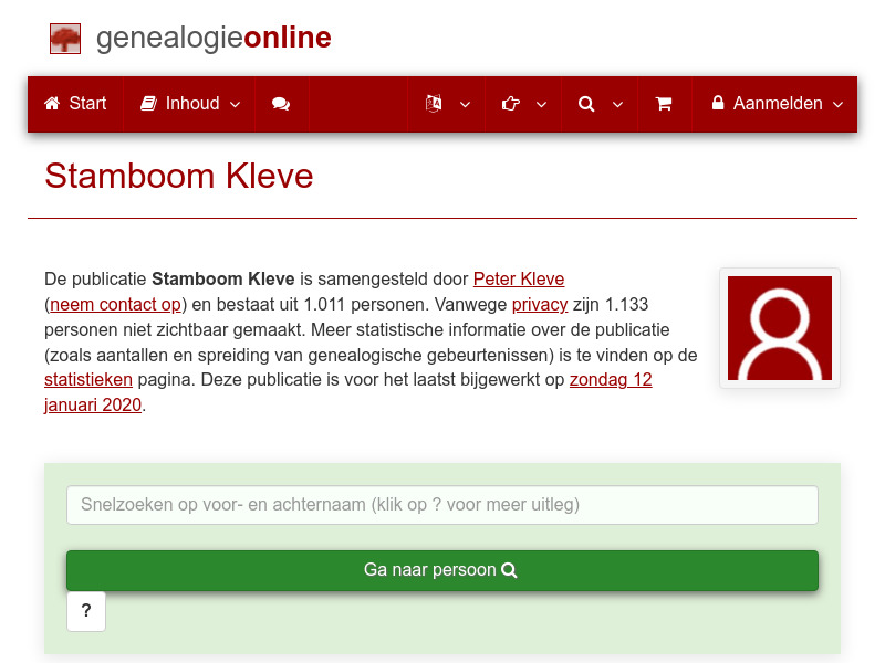 Screenshot van website