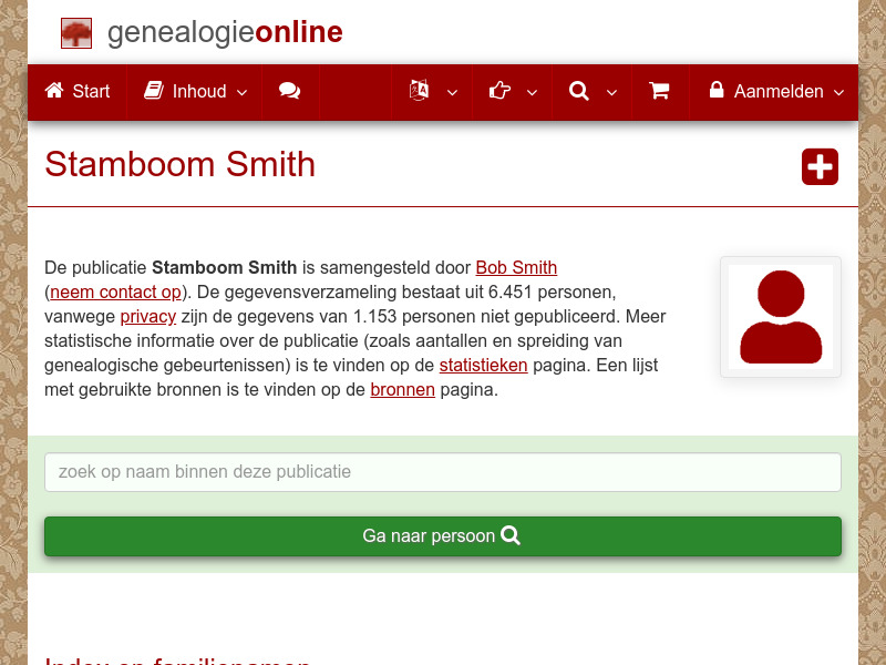 Screenshot van website