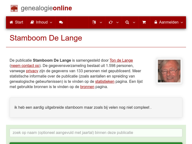 Screenshot van website