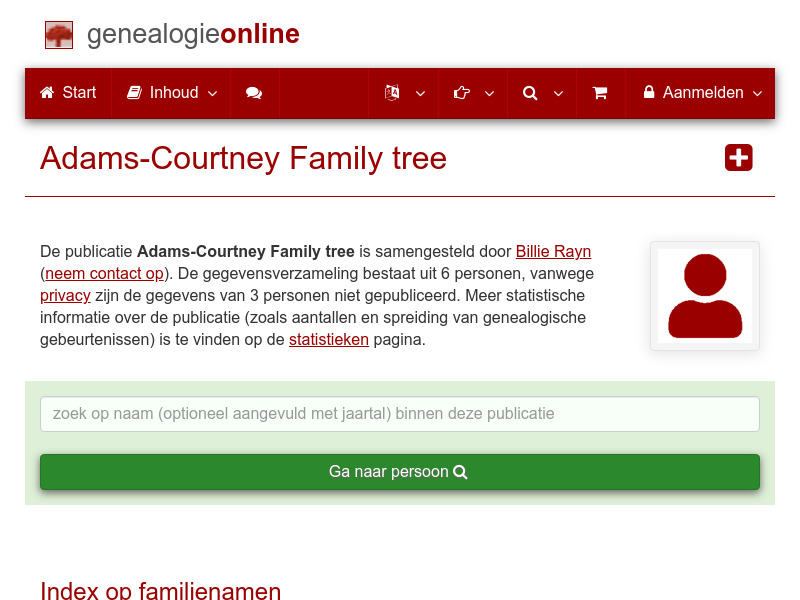 Screenshot van website