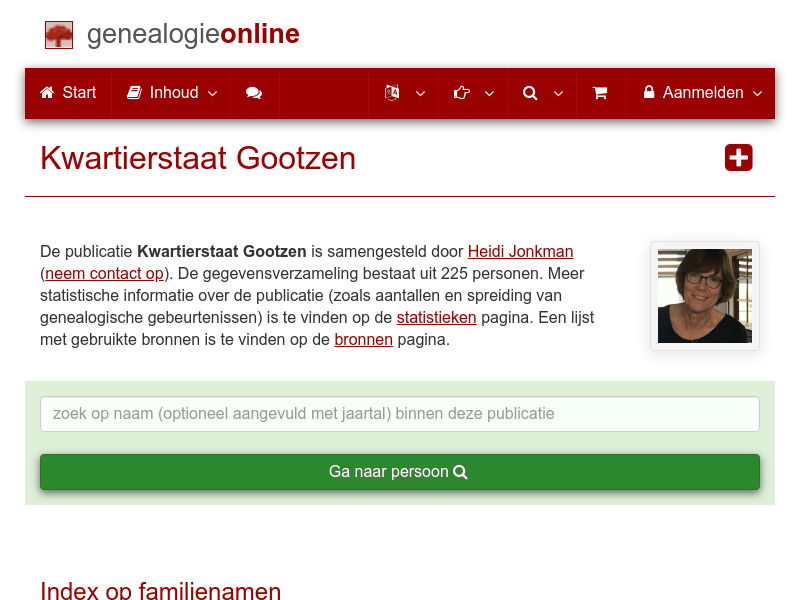 Screenshot van website
