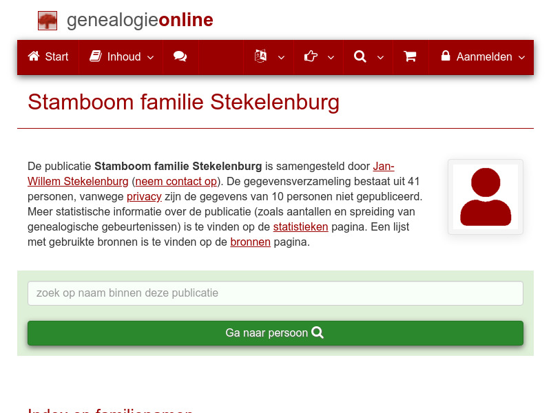 Screenshot van website