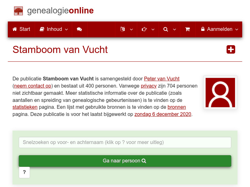 Screenshot van website