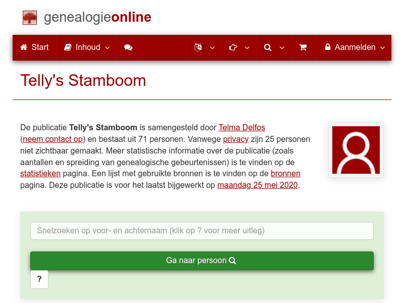 Screenshot van website
