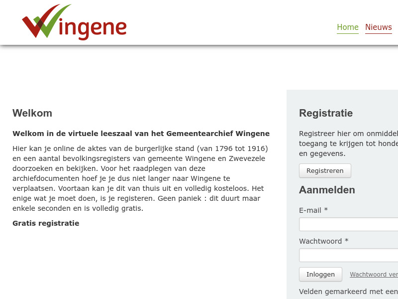 Screenshot van website