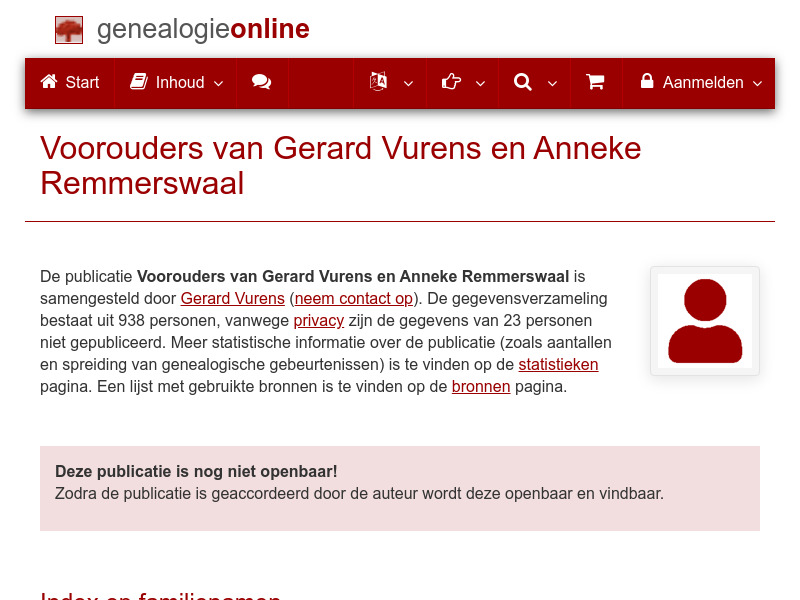 Screenshot van website