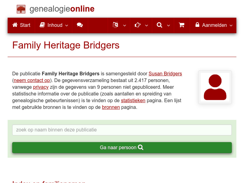 Screenshot van website