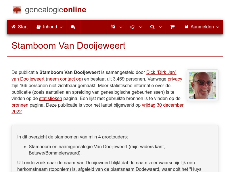 Screenshot van website